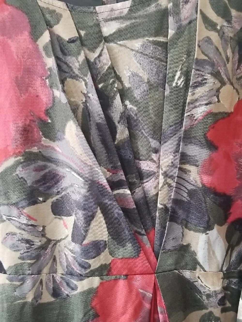 Floral Scoop Neck A-Line Dress in Pink & Olive - Picture 3 of 8